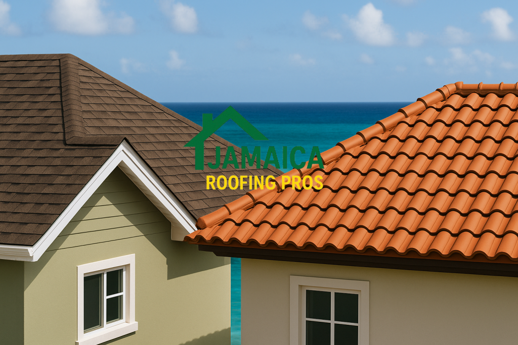 New roofs installed on houses by the sea in Ocho Rios Jamaica WI