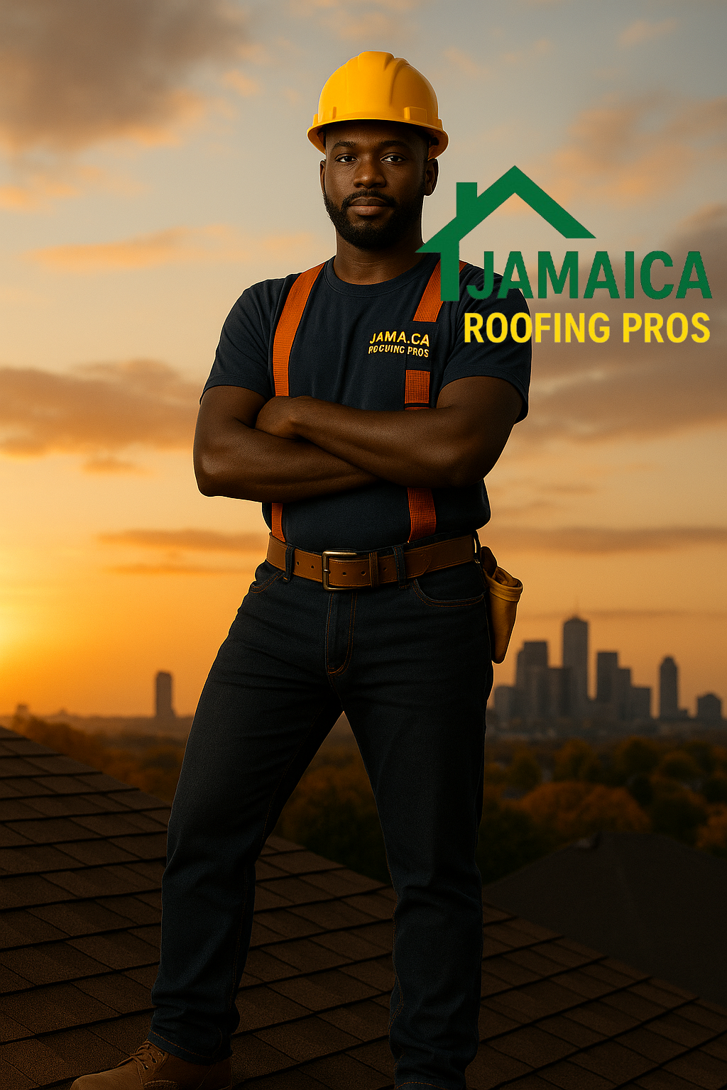 Roof maintenance contractor standing on a roof in Jamaica